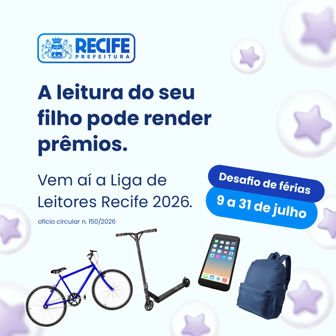 Card de divulgação do Desafio Liga de Leitores Recife para famílias